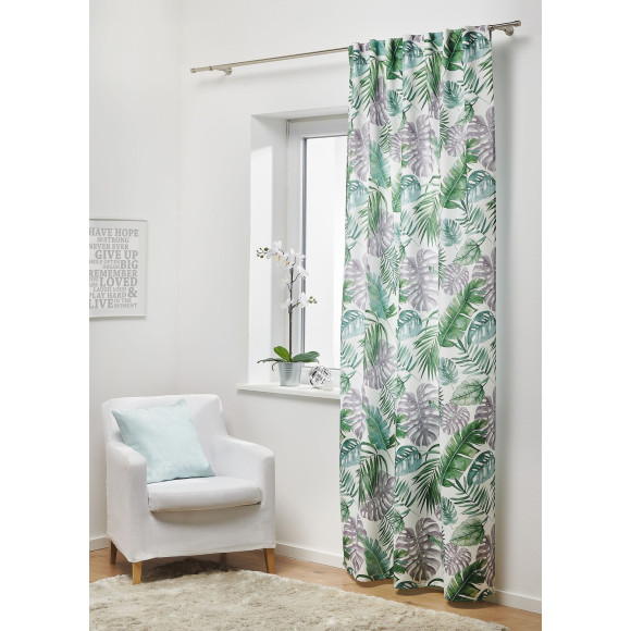 Zasłona z ukr patkami EKWADOR 140x250cm kolor szaro - zie - 5908262411280