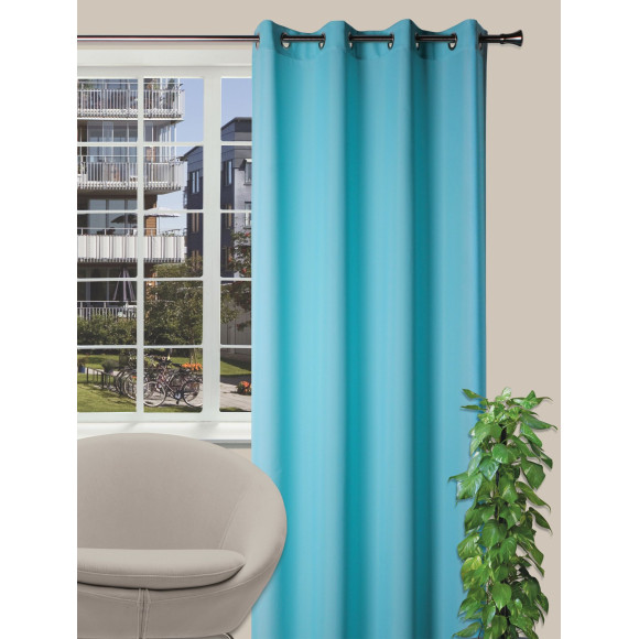 Zasłona z kółkami OXFORD 140x250 cm kolor turkusowy - 5908262489449