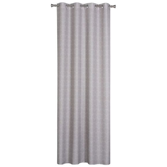 Zasłona z kółkami PULA 140x260 cm kolor taupe geometryczny wzór - 5903754817212