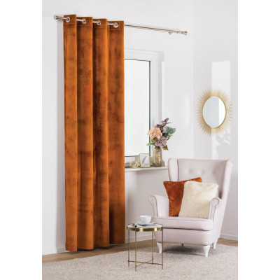 Zasłona z kółkami VELVET 140x260 kolor ochra - 5903754807879