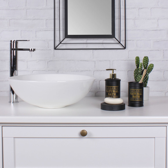 Dozownik ELEGANCE, średnica 7, 5cm, wys. 17cm, kolor czarny - złot