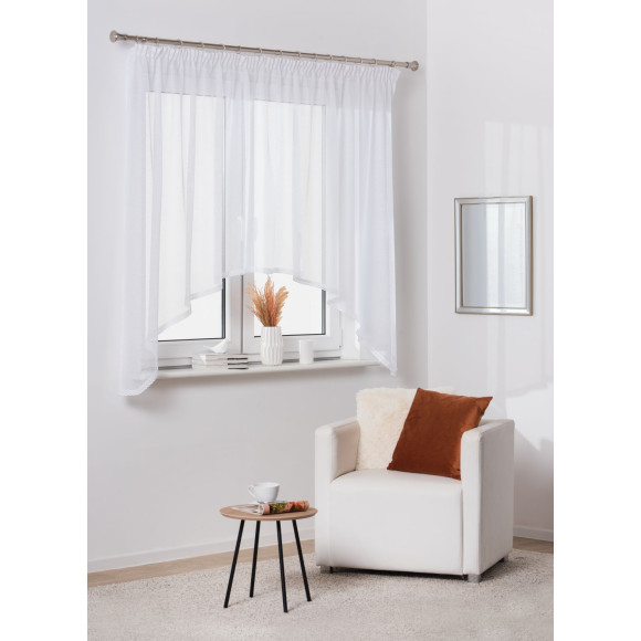 Firana z taśmą/koronką NIKO 290/160 cm, kol. biały - 5903754813795