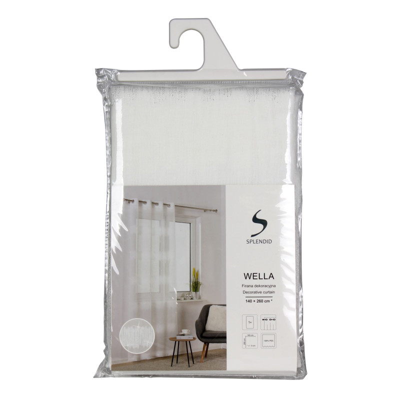 Firana z kółkami WELLA140x260 ze srebrną nicią  - 5908262457660