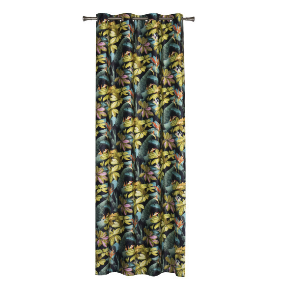 Zasłona z kółkami LAOS 140x260 cm, kol. czarny - 5903754802096