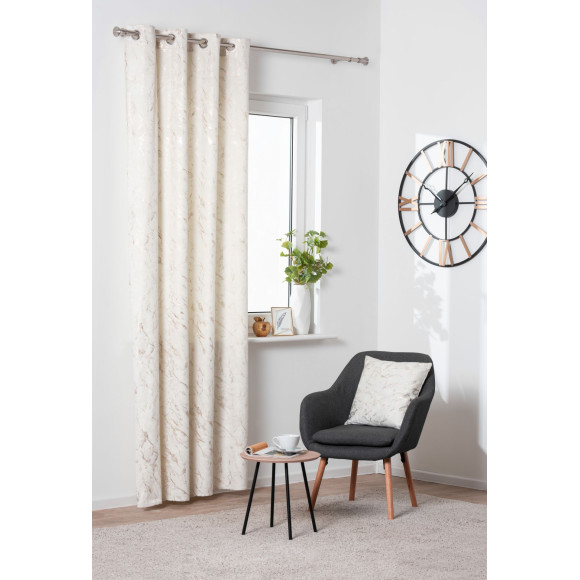 Zasłona z kółkami MARBLE 140x260cm, kol. beż krem złoto - 5903754821059