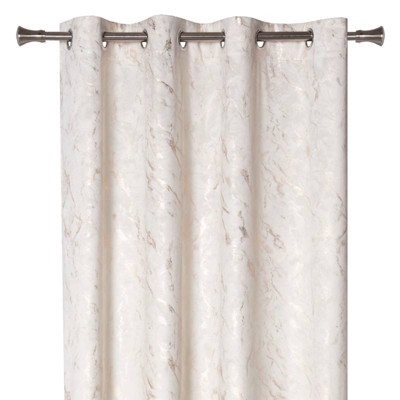 Zasłona z kółkami MARBLE 140x260cm, kol. beż krem złoto - 5903754821059