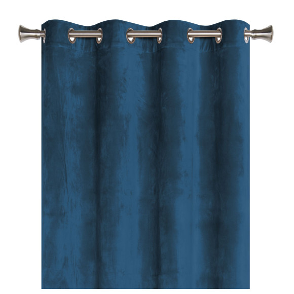 Zasłona z kółkami VELVET 140x260cm, kolor morski - 5908262472137