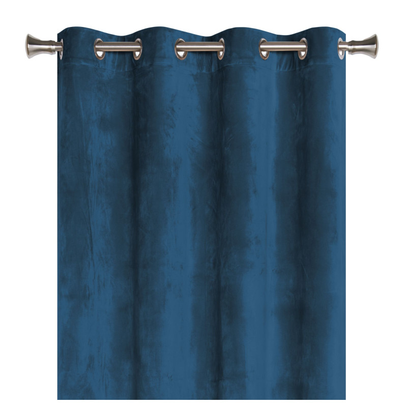 Zasłona z kółkami VELVET 140x260cm, kolor morski - 5908262472137