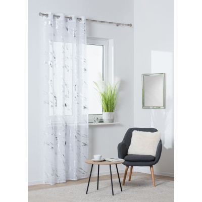 Firana z kółkami STORM 140x260cm kol biały/srebrny - 5903754815423
