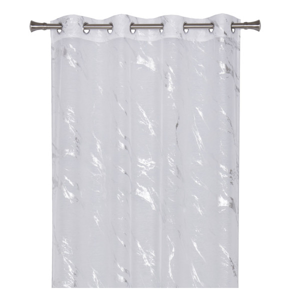 Firana z kółkami STORM 140x260cm kol biały/srebrny - 5903754815423