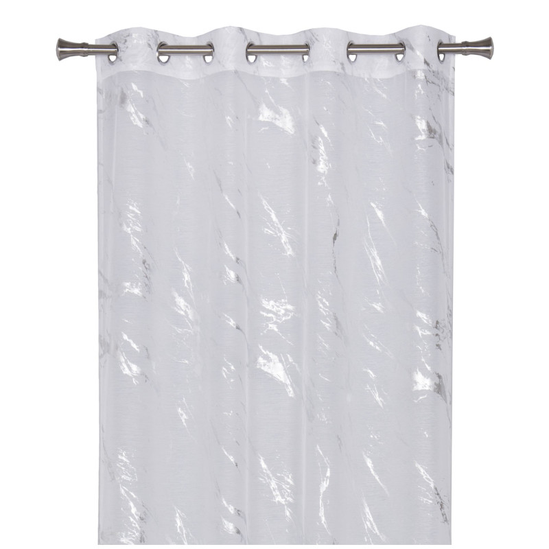 Firana z kółkami STORM 140x260cm kol biały/srebrny - 5903754815423