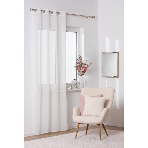 Firana z kółkami FIL 140x260 cm kolor ecru/srebro