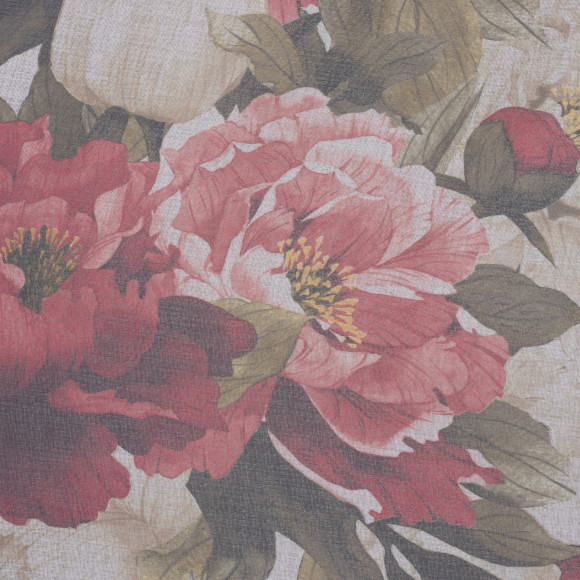 Firana z taśmą PIVOINE 140x260cm, wzór kwiatowy