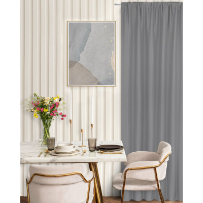 Zasłona z taśmą FAMOUS CHIC 135x270 jasny szary