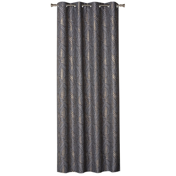 Zasł z kółkami ALLORO 140x260cm,taupe/złoty nadruk