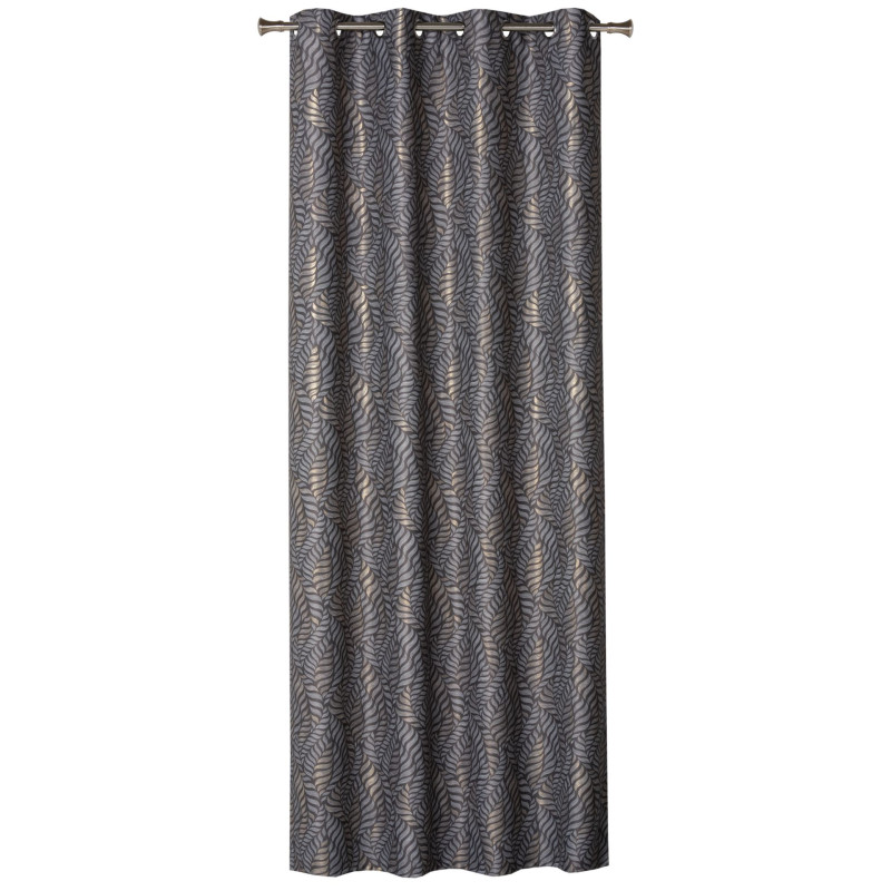 Zasł z kółkami ALLORO 140x260cm,taupe/złoty nadruk