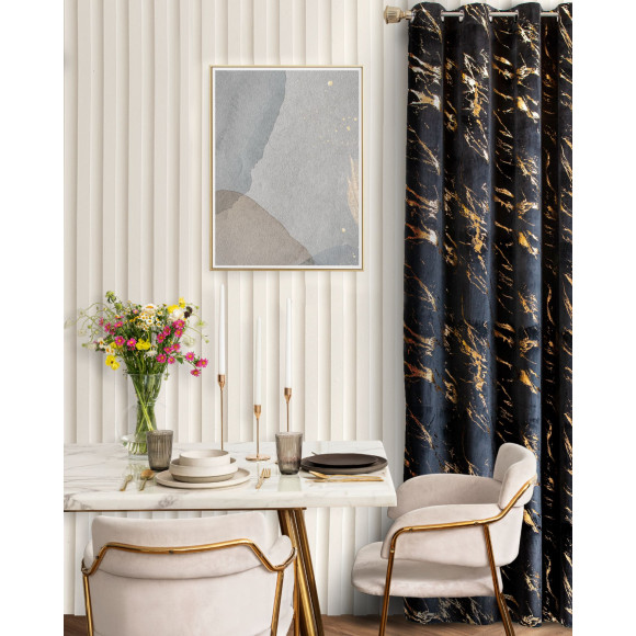 Zasłona welwetowa  ENDLESS CHIC  140x270 Czarno-złoty