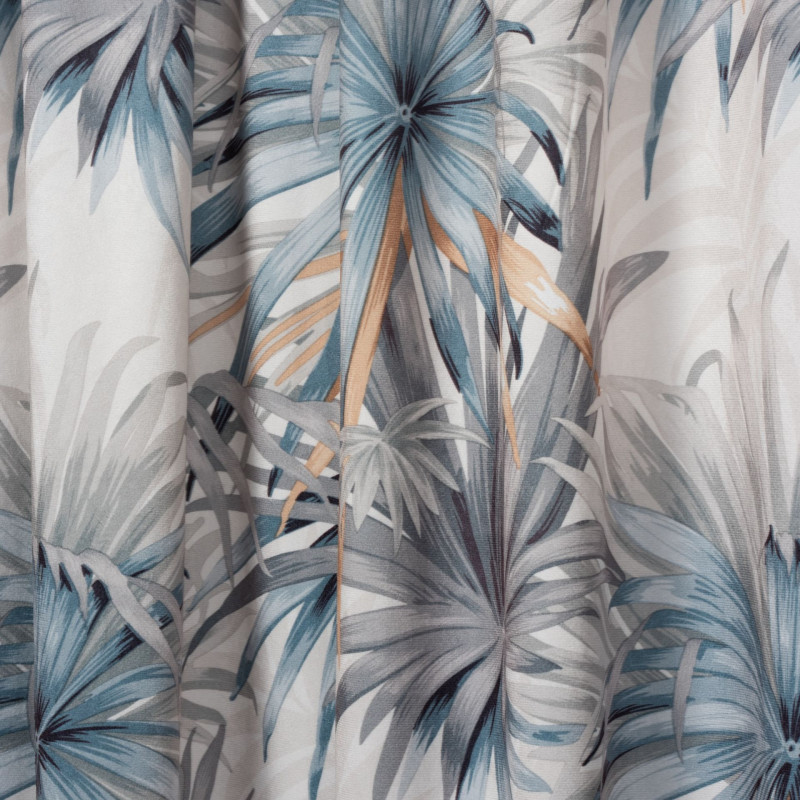 Zasłona z taśmą MAUI 140x280 cm, liście, podk.ecru