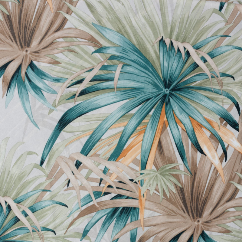 Zasłona z taśmą MAUI 140x260 cm, liście zi