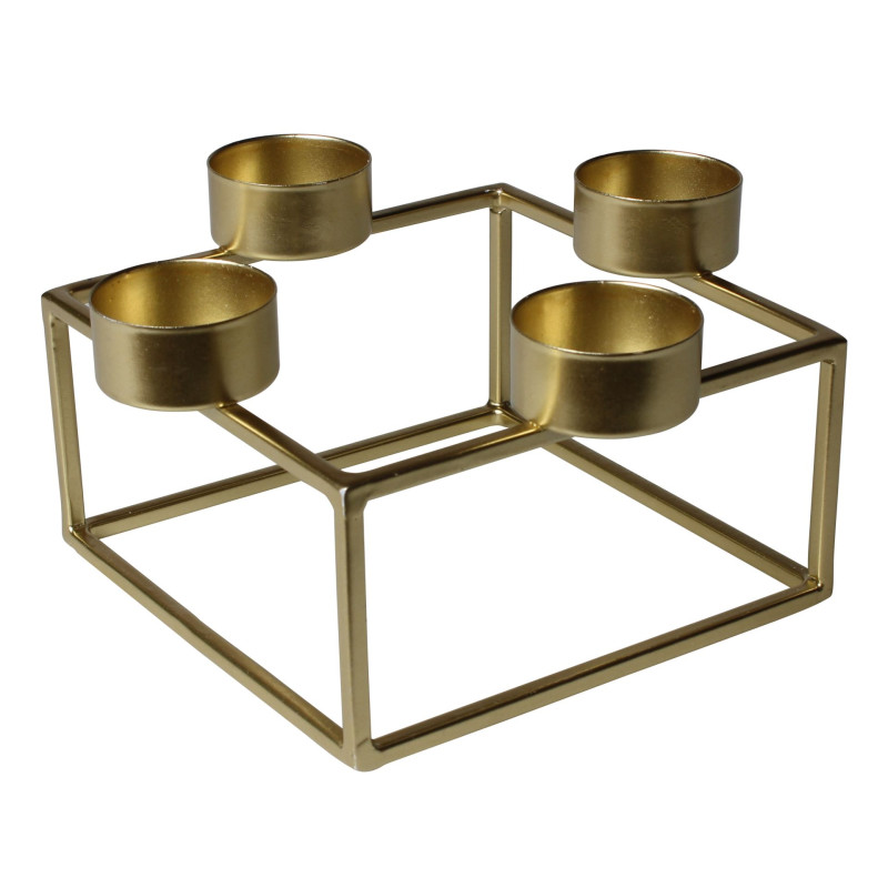 Świecznik NELI, 4św 17,5x17,5x8,5cm metal, złoty