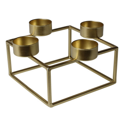 Świecznik NELI, 4św 17,5x17,5x8,5cm metal, złoty