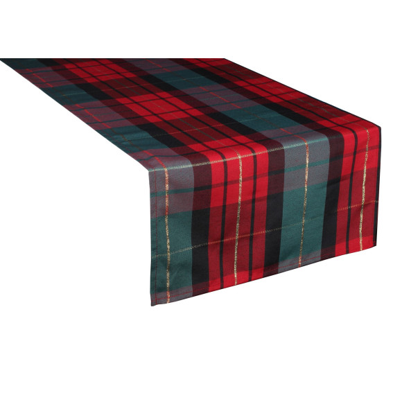 Bieżnik TARTAN rozm. 40x140cm,kolor zielony-czerwony
