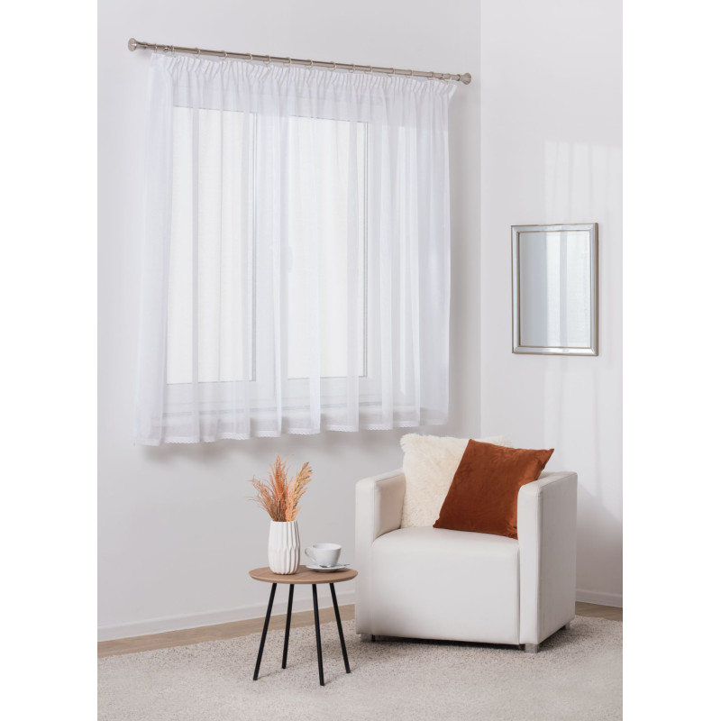 Firana z taśmą/koronką ZIGI 290/160 cm, kolor biały