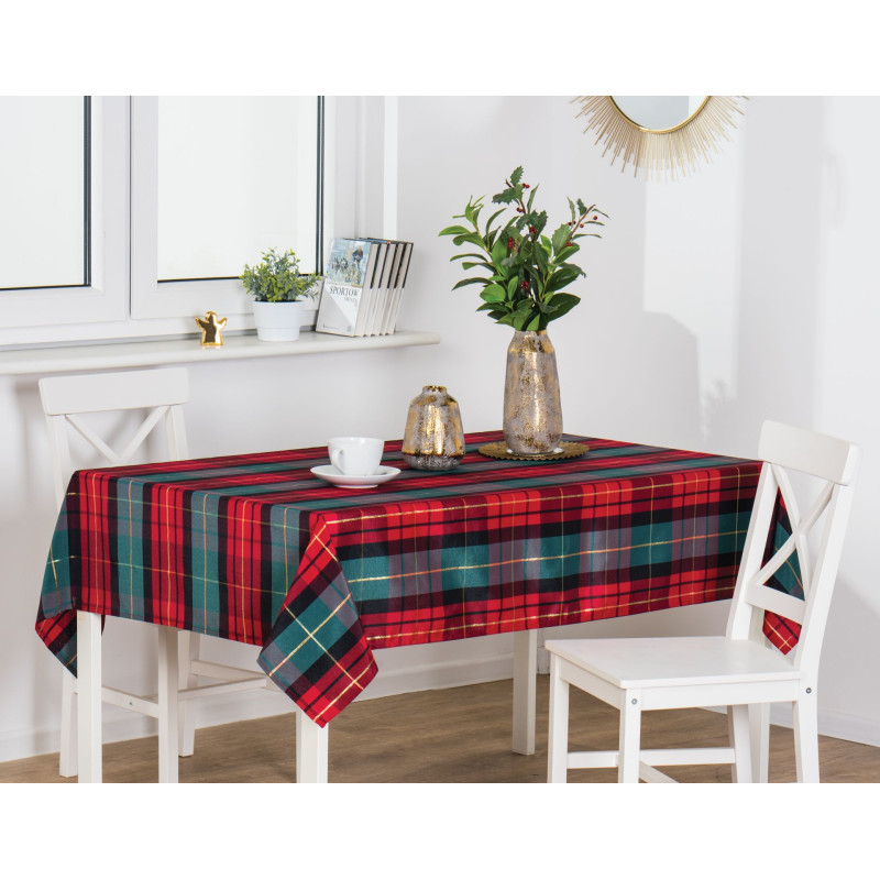 Obrus TARTAN rozm.140x180cm,kolor zielony-czerwony