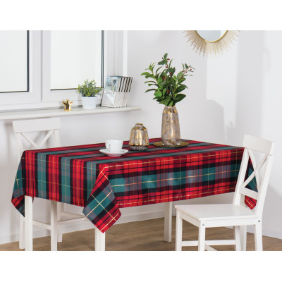 Obrus TARTAN rozm.140x180cm,kolor zielony-czerwony