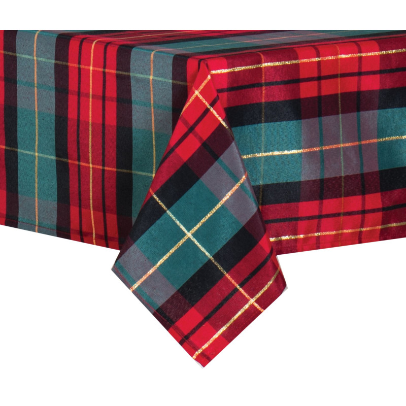 Obrus TARTAN rozm.140x180cm,kolor zielony-czerwony