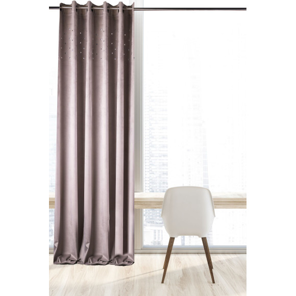 Zasłona z kółkami ćwie MODERN CHIC 140x270 sza/sre