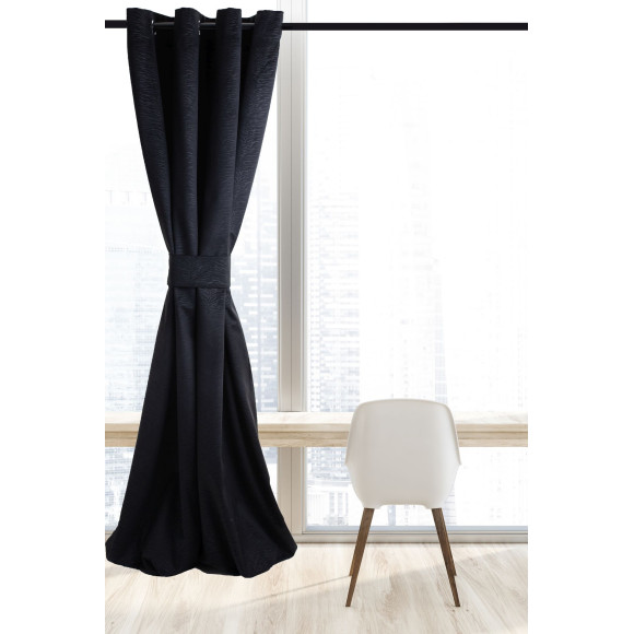 Zasłona z kółkami PERFECT CHIC 140x270 czarny