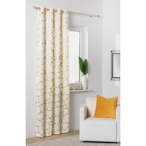 Zasł. z kółkami WUSTE 135x260cm, kolor ecru/złoty