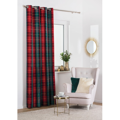 Załona TARTAN rozm140x260cm,kolor zielony-czerwony