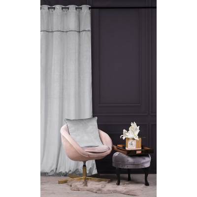 Zasłona z kółkami ekoskóra POSH CHIC 140x270 sreb