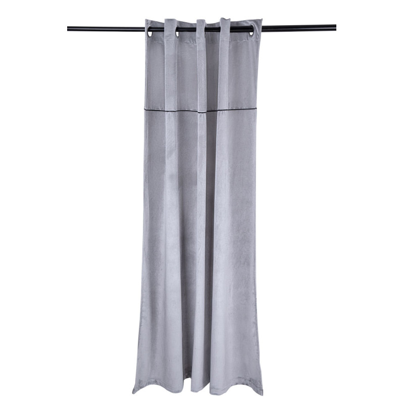 Zasłona z kółkami ekoskóra POSH CHIC 140x270 sreb