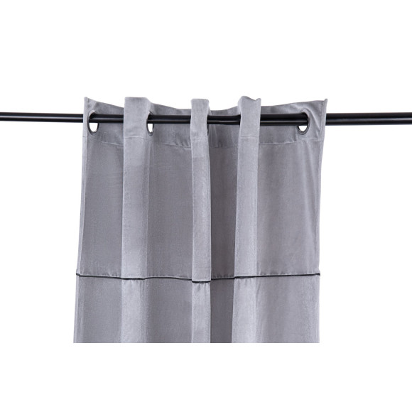 Zasłona z kółkami ekoskóra POSH CHIC 140x270 sreb
