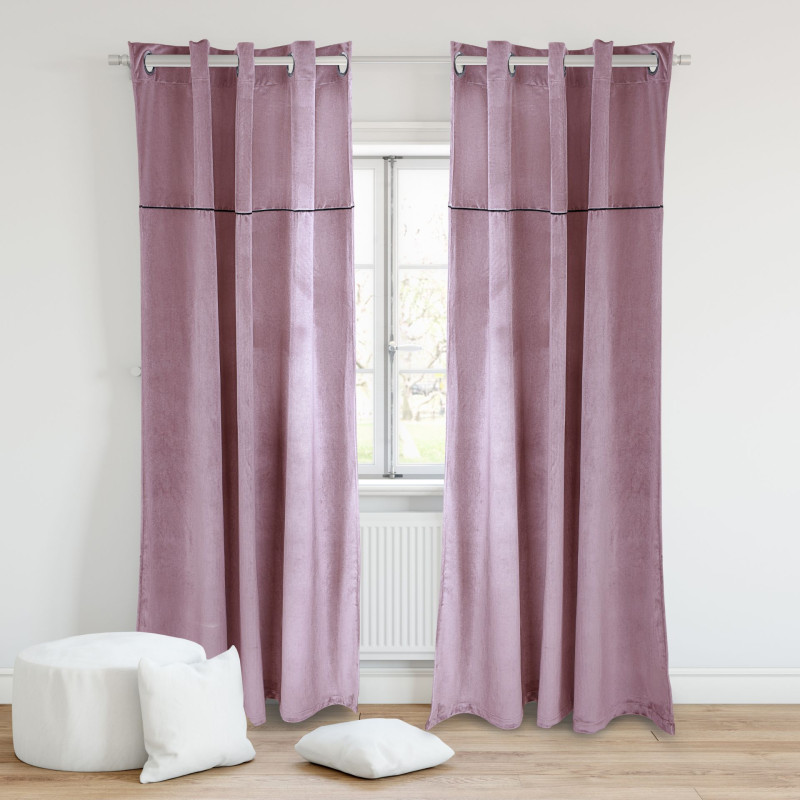 Zasłona z kółkami ekoskóra POSH CHIC 14x270 róż