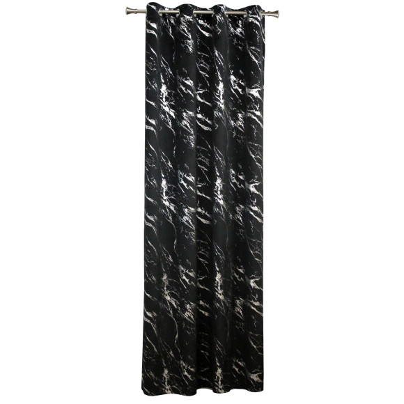 Zasłona z kółkami STORM 140x260cm,kolor czarno/srebr