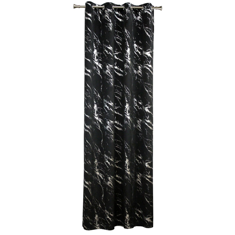 Zasłona z kółkami STORM 140x260cm,kolor czarno/srebr