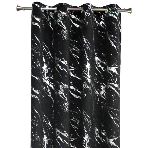 Zasłona z kółkami STORM 140x260cm,kolor czarno/srebr