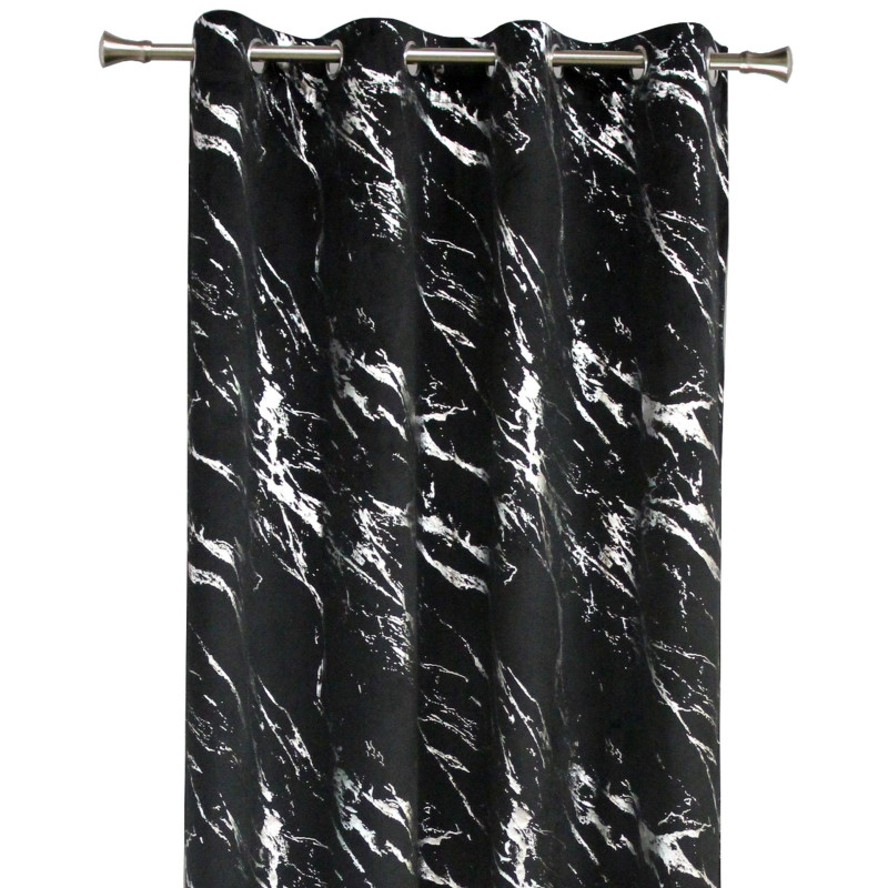 Zasłona z kółkami STORM 140x260cm,kolor czarno/srebr