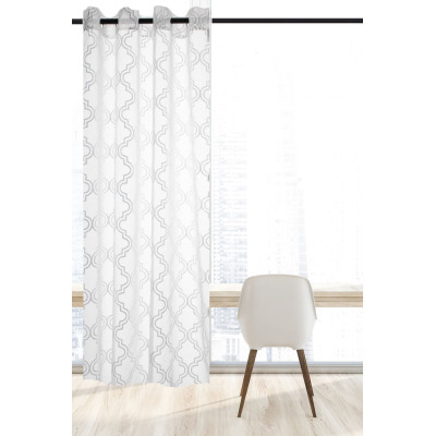 Firana z kółkami FORTUNE CHIC 140x270 biały+srebrn