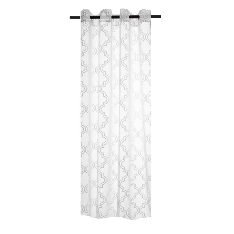 Firana z kółkami FORTUNE CHIC 140x270 biały+srebrn