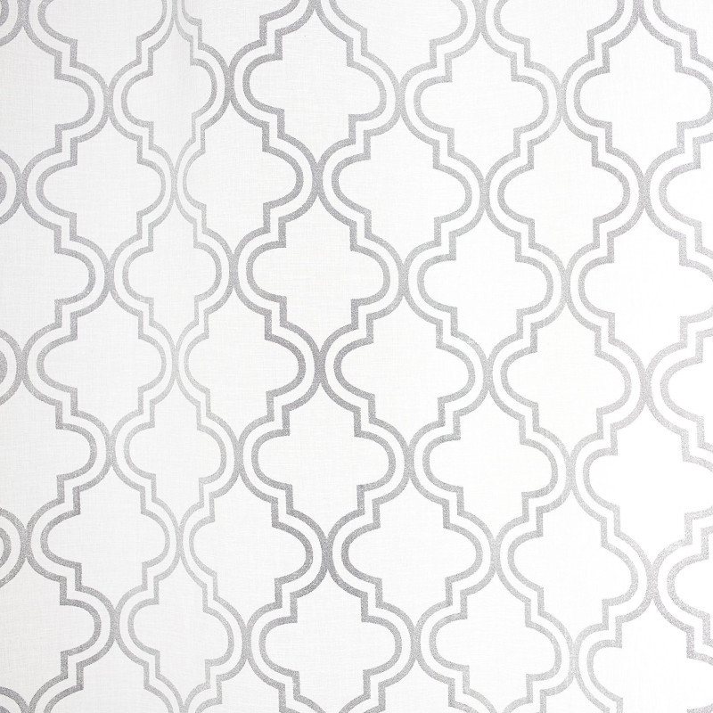 Firana z kółkami FORTUNE CHIC 140x270 biały+srebrn