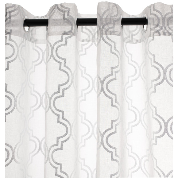 Firana z kółkami FORTUNE CHIC 140x270 biały+srebrn