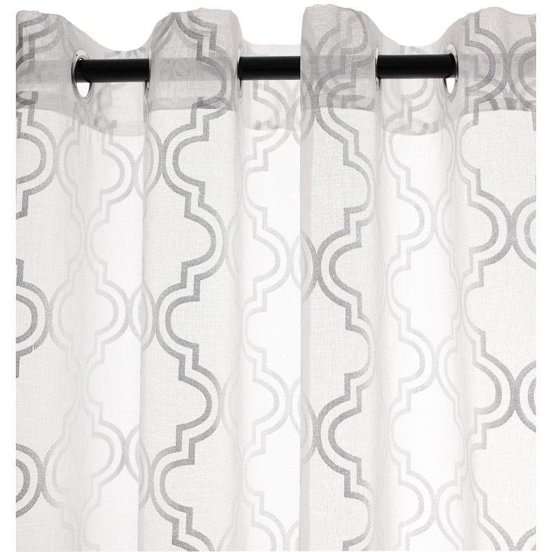 Firana z kółkami FORTUNE CHIC 140x270 biały+srebrn
