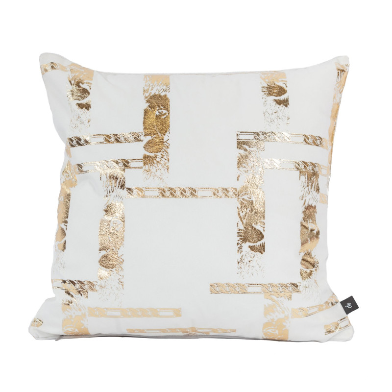 Poszewka KING OF CHIC GOLD 45x45 off white+ złoty
