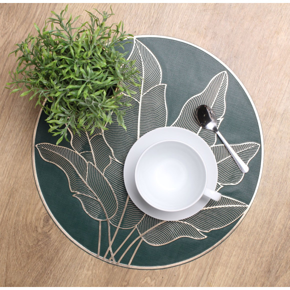 Podkładka BELO,śr.38cm,kolor zielono-złoty