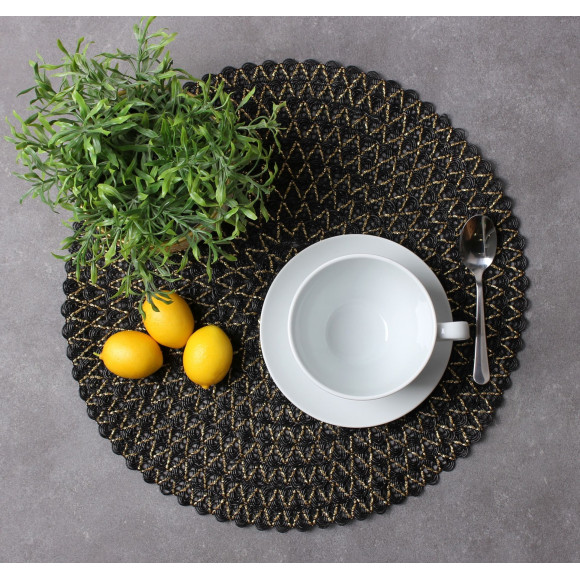 podkładka VIENNA, śr. 38cm, kolor czarno-złoty